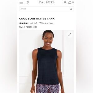 NEW Talbots XL cool slub active tank sleeveless indigo blue plus NWT